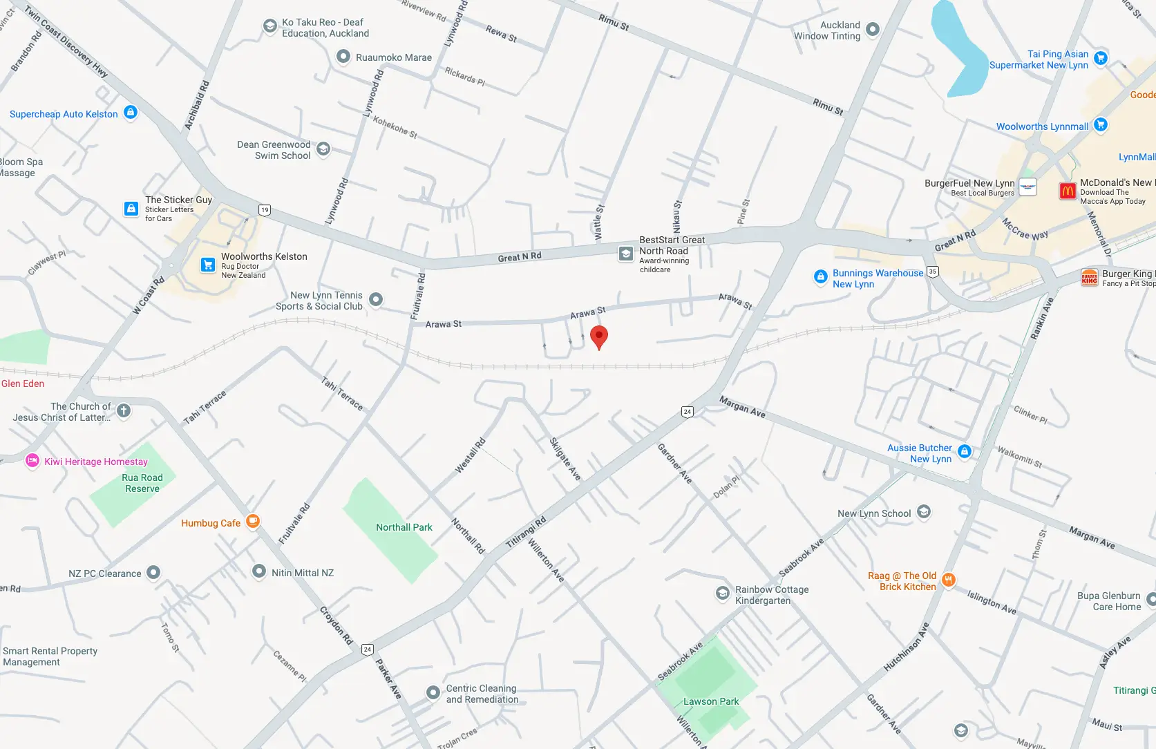 Map preview for 32 Arawa St, New Lynn, Waitakere, 0600, Auckland